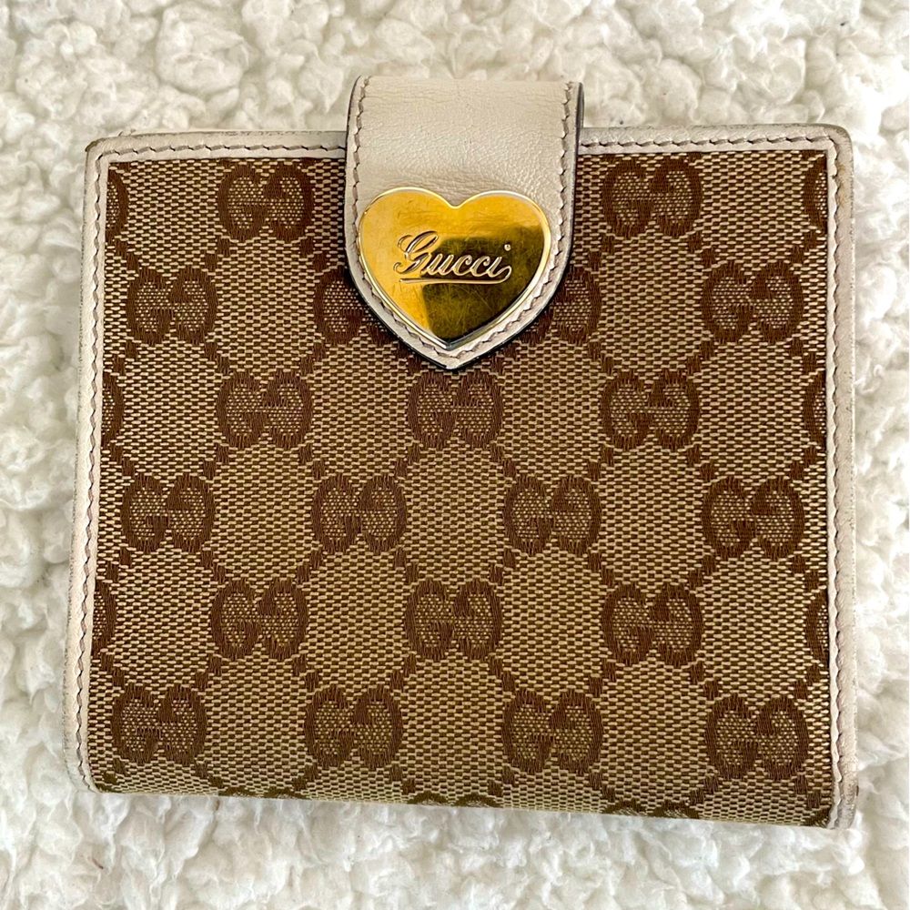 Gucci Heart Clasp Monogram Bifold Compact Wallet